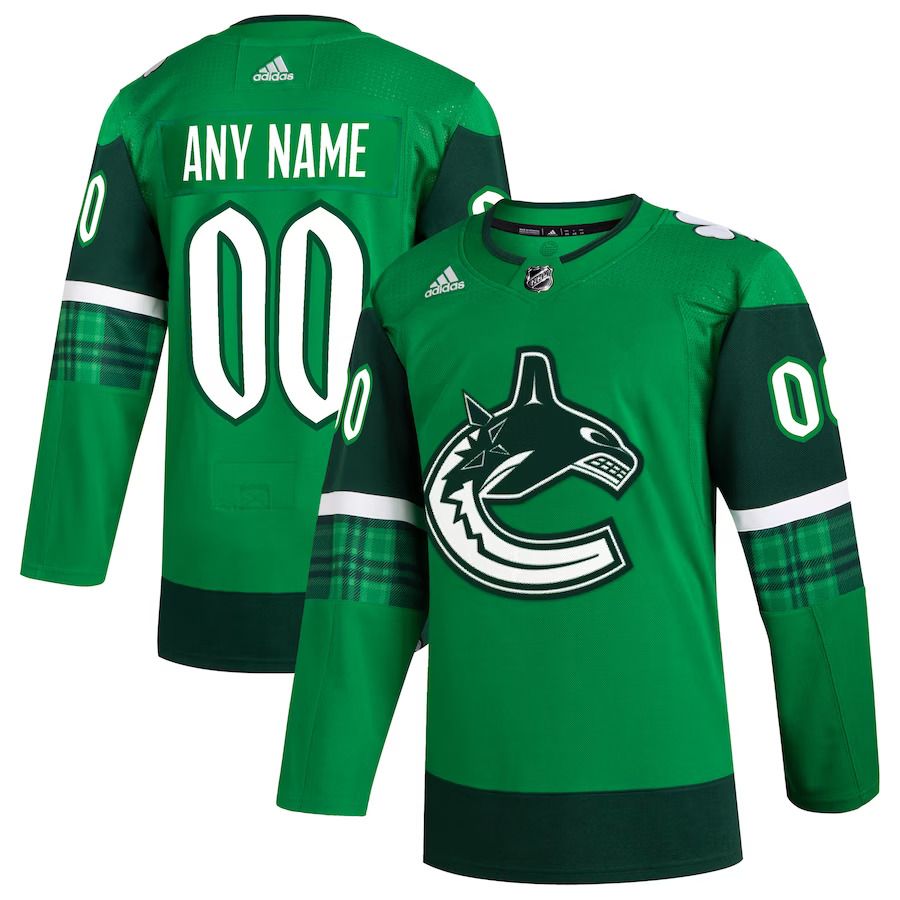 Men Vancouver Canucks adidas Kelly Green St. Patricks Day Authentic Custom NHL Jersey->vancouver canucks->NHL Jersey